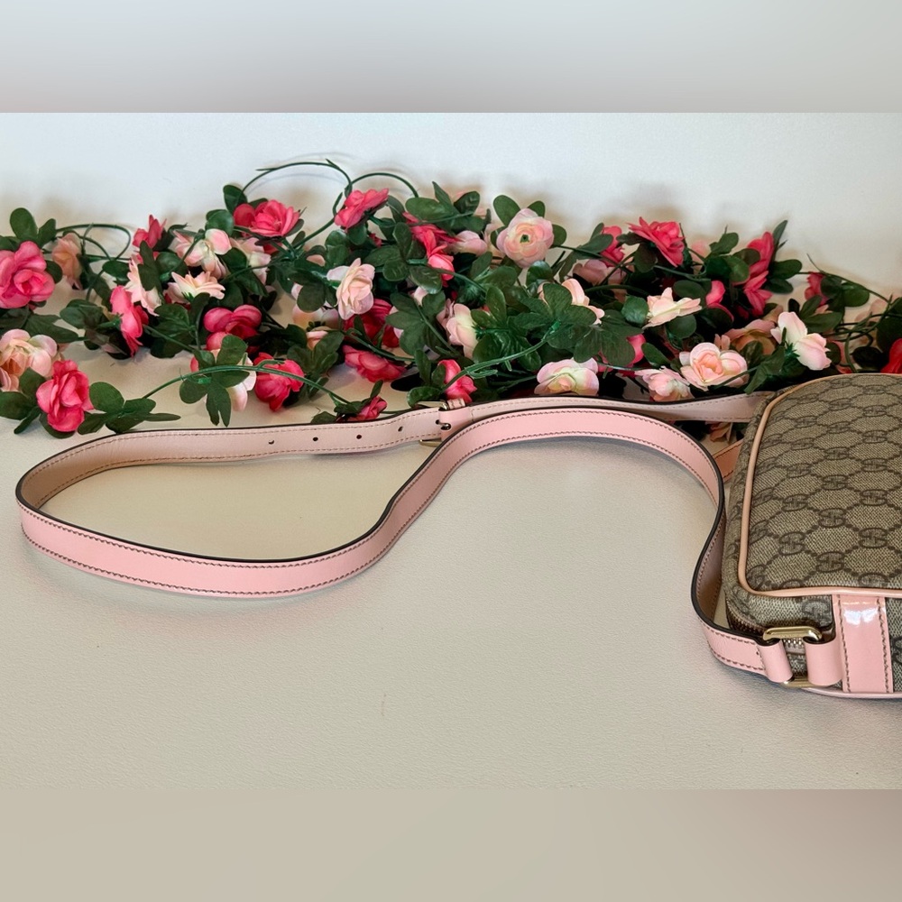 Stunning Gucci GG Supreme Canvas Crossbody Camera Bag Beige Pink - Picture 11 of 16